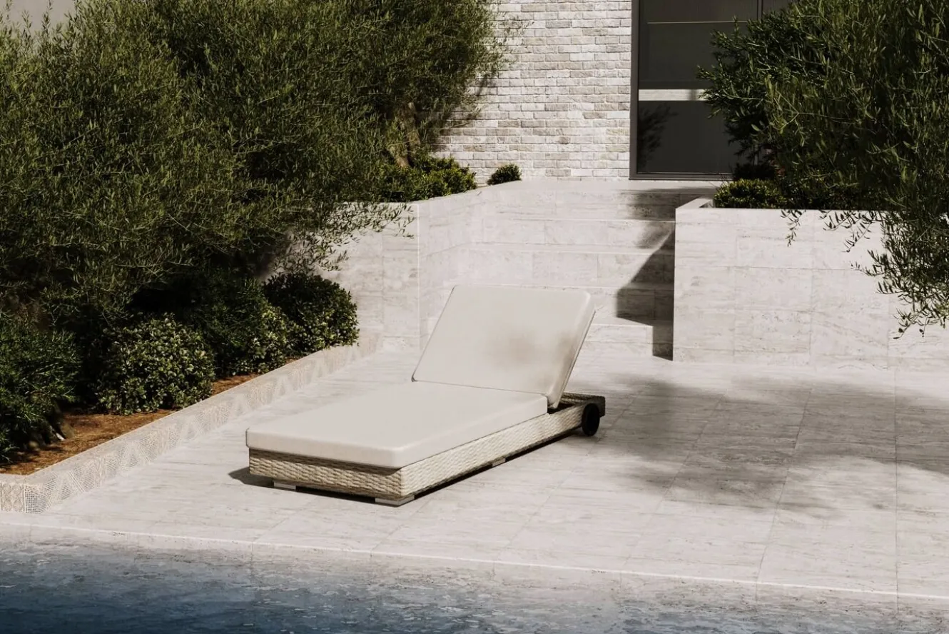 OUTFLEXX Gartenliege, desert-beige, Polyrattan/Alu, 200 x 70 cm, kissen inklusive, abnehmbare Bezüge