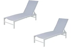OUTFLEXX Gartenliegen-Set, creme/weiß, Aluminium, 190 x 60 cm, horizontal verstellbar, pulverbeschichtet