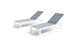 OUTFLEXX Gartenliegen-Set, creme/weiß, Aluminium, 190 x 60 cm, horizontal verstellbar, pulverbeschichtet