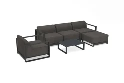 OUTFLEXX Gartenlounge, anthrazit, Aluminium/Polyester, für 5 Personen, mit Kissen Inklusive, stapelbar, UV-beständig