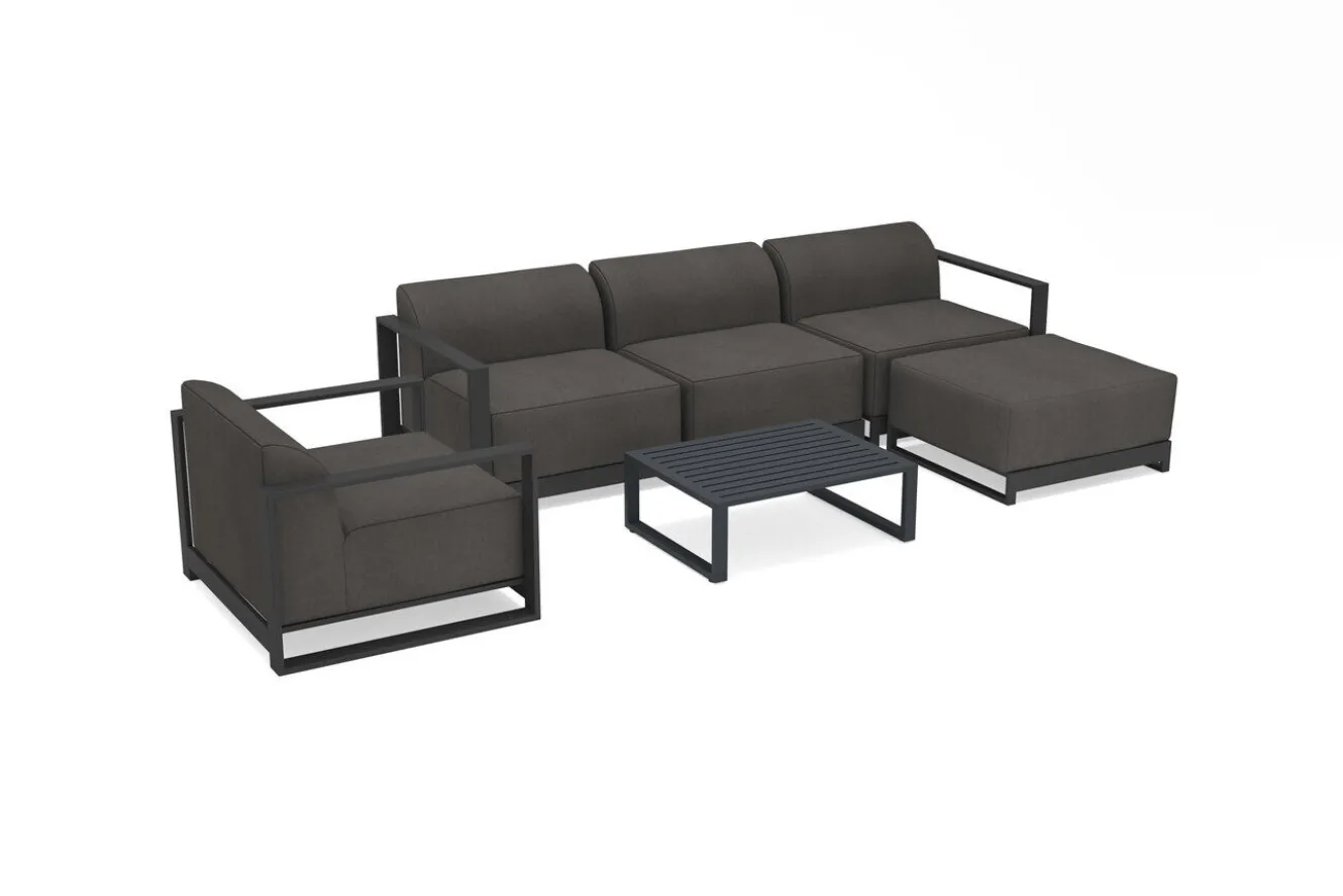 OUTFLEXX Gartenlounge, anthrazit, Aluminium/Polyester, für 5 Personen, mit Kissen Inklusive, stapelbar, UV-beständig