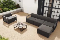 OUTFLEXX Gartenlounge, anthrazit, Aluminium/Polyester, für 5 Personen, mit Kissen Inklusive, stapelbar, UV-beständig