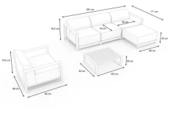 OUTFLEXX Gartenlounge, anthrazit, Aluminium/Polyester, für 5 Personen, mit Kissen Inklusive, stapelbar, UV-beständig