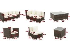 OUTFLEXX Gartenlounge, braun marmoriert, Polyrattan, 8 Pers, wasserfeste Kissenbox, inkl. Beistelltisch