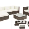 OUTFLEXX Gartenlounge, braun marmoriert, Polyrattan, 5 Pers, wasserfeste Kissenbox, inkl. Beistelltisch
