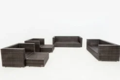 OUTFLEXX Gartenlounge, braun marmoriert, Polyrattan, 9 Pers, wasserfeste Kissenbox