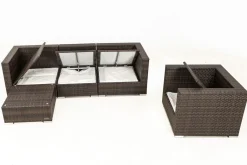 OUTFLEXX Gartenlounge, braun marmoriert, Polyrattan, 5 Pers, wasserfeste Kissenbox