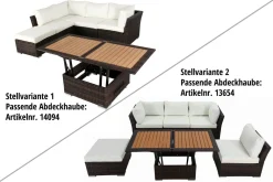 OUTFLEXX Gartenlounge, braun marmoriert, Polyrattan, inkl. Loungetisch, für 5 Personen, wasserfeste Kissenbox