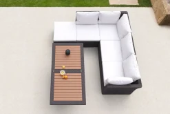 OUTFLEXX Gartenlounge, braun marmoriert, Polyrattan, inkl. Loungetisch, für 5 Personen, wasserfeste Kissenbox