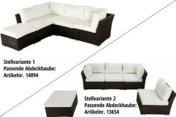 OUTFLEXX Gartenlounge, braun marmoriert, Polyrattan, für 5 Personen, wasserfeste Kissenbox