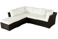 OUTFLEXX Gartenlounge, braun marmoriert, Polyrattan, für 5 Personen, wasserfeste Kissenbox