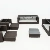 OUTFLEXX Gartenlounge, braun marmoriert, Polyrattan, 9 Pers, wasserfeste Kissenbox, inkl. Beistelltisch