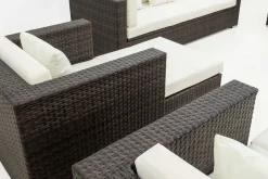 OUTFLEXX Gartenlounge, braun marmoriert, Polyrattan, 9 Pers, wasserfeste Kissenbox, inkl. Beistelltisch