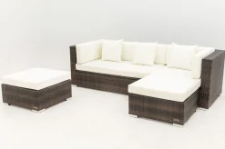 OUTFLEXX Gartenlounge, braun marmoriert, 5 Pers, Polyrattan, wasserfeste Kissenbox