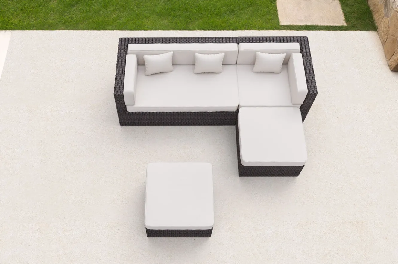 OUTFLEXX Gartenlounge, braun marmoriert, 5 Pers, Polyrattan, wasserfeste Kissenbox