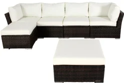 OUTFLEXX Gartenlounge, braun marmoriert, Polyrattan, inkl. Kaffeetisch, für 5 Personen, wasserfeste Kissenbox