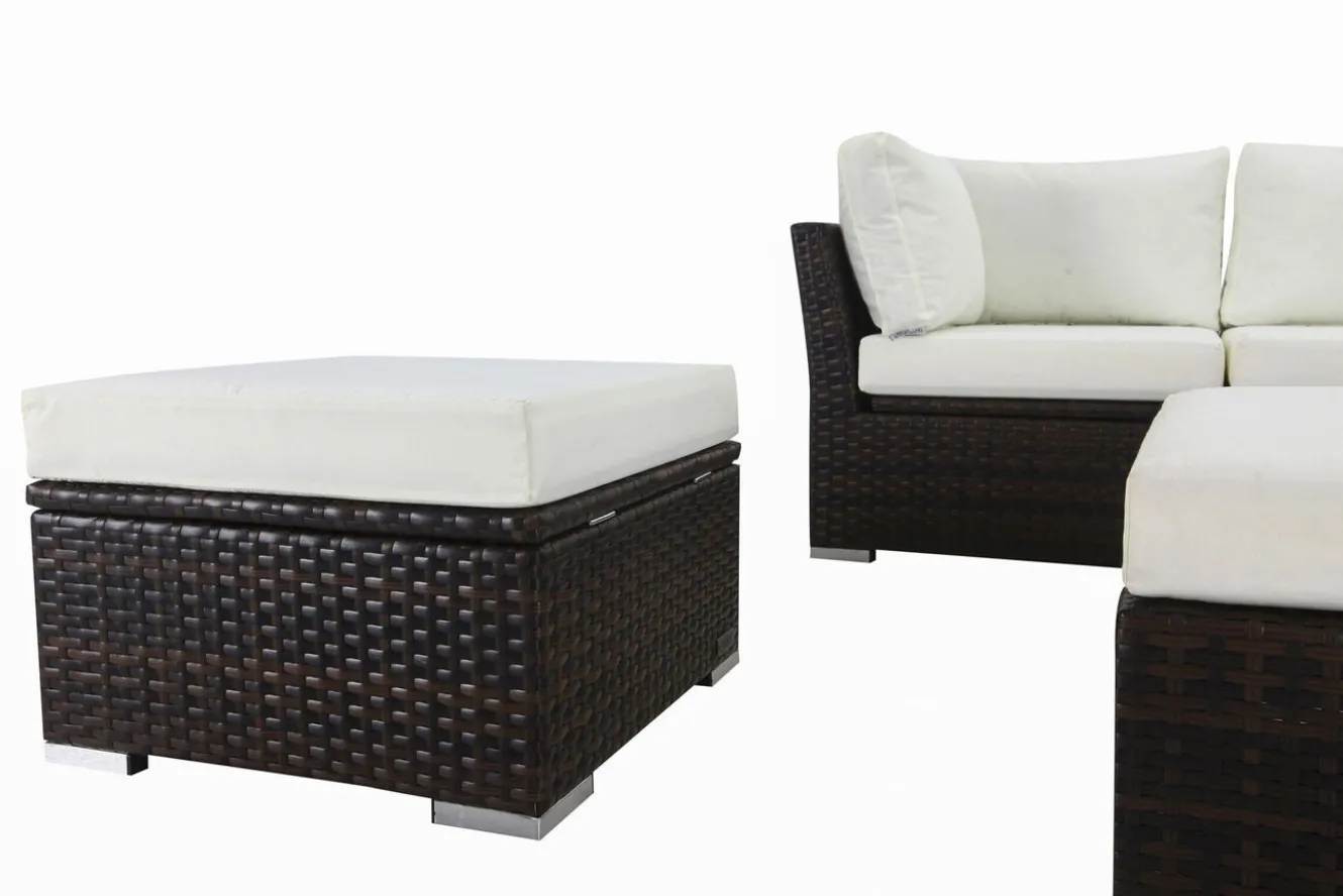 OUTFLEXX Gartenlounge, braun marmoriert, Polyrattan, inkl. Kaffeetisch, für 5 Personen, wasserfeste Kissenbox