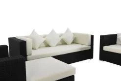 OUTFLEXX Gartenlounge, creme/weiß, schwarz, Polyrattan, für 6 Personen, wasserfeste Kissenbox