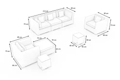 OUTFLEXX Gartenlounge, creme/weiß, schwarz, Polyrattan, für 6 Personen, wasserfeste Kissenbox