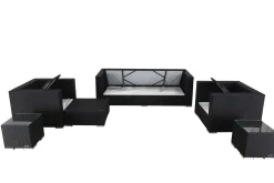 OUTFLEXX Gartenlounge, creme/weiß, schwarz, Polyrattan, für 6 Personen, wasserfeste Kissenbox