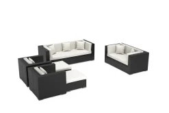 OUTFLEXX Gartenlounge, creme/weiß, schwarz, Polyrattan, für 9 Personen, wasserfeste Kissenbox