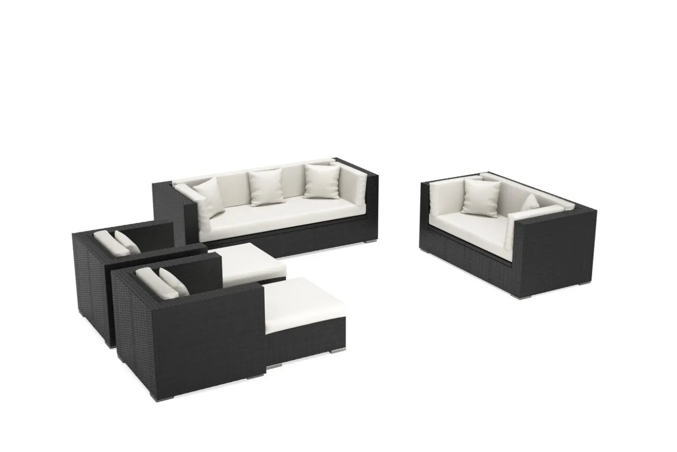 OUTFLEXX Gartenlounge, creme/weiß, schwarz, Polyrattan, für 9 Personen, wasserfeste Kissenbox