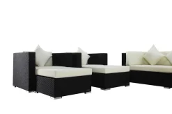 OUTFLEXX Gartenlounge, creme/weiß, schwarz, Polyrattan, für 9 Personen, wasserfeste Kissenbox