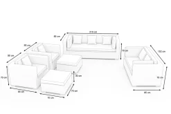 OUTFLEXX Gartenlounge, creme/weiß, schwarz, Polyrattan, für 9 Personen, wasserfeste Kissenbox