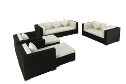 OUTFLEXX Gartenlounge, creme/weiß, schwarz, Polyrattan, für 9 Personen, wasserfeste Kissenbox