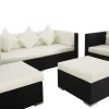 OUTFLEXX Gartenlounge, creme/weiß, schwarz, Polyrattan, für 6 Personen, inkl. Kaffeetisch, wasserfeste Kissenbox