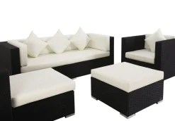 OUTFLEXX Gartenlounge, creme/weiß, schwarz, Polyrattan, für 6 Personen, inkl. Kaffeetisch, wasserfeste Kissenbox
