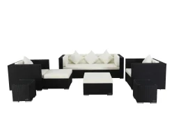 OUTFLEXX Gartenlounge, creme/weiß, schwarz, Polyrattan, für 6 Personen, inkl. Kaffeetisch, wasserfeste Kissenbox