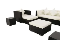 OUTFLEXX Gartenlounge, creme/weiß, schwarz, Polyrattan, für 6 Personen, inkl. Kaffeetisch, wasserfeste Kissenbox
