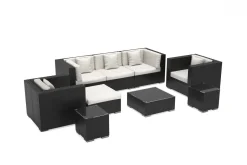 OUTFLEXX Gartenlounge, creme/weiß, schwarz, Polyrattan, für 6 Personen, inkl. Kaffeetisch, wasserfeste Kissenbox