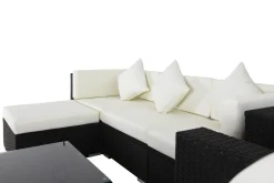 OUTFLEXX Gartenlounge, creme/weiß, schwarz, Polyrattan, für 5 Personen, inkl. Kaffeetisch, Kissenboxfunktion