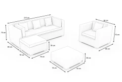 OUTFLEXX Gartenlounge, creme/weiß, schwarz, Polyrattan, für 5 Personen, inkl. Kaffeetisch, Kissenboxfunktion