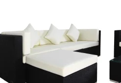 OUTFLEXX Gartenlounge, creme/weiß, schwarz, Polyrattan, für 5 Personen, inkl. Kaffeetisch, Kissenboxfunktion