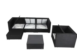 OUTFLEXX Gartenlounge, creme/weiß, schwarz, Polyrattan, für 5 Personen, inkl. Kaffeetisch, Kissenboxfunktion