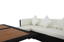 OUTFLEXX Gartenlounge, creme/weiß, schwarz, Polyrattan, 5 Personen, inkl. Loungetisch, wasserfeste Kissenbox