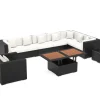 OUTFLEXX Gartenlounge, creme/weiß, schwarz, Polyrattan, für 8 Personen, inkl. Loungetisch, wasserfeste Kissenbox