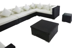 OUTFLEXX Gartenlounge, creme/weiß, schwarz, Polyrattan, für 8 Personen, inkl. Loungetisch, wasserfeste Kissenbox