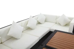 OUTFLEXX Gartenlounge, creme/weiß, schwarz, Polyrattan, für 8 Personen, inkl. Loungetisch, wasserfeste Kissenbox