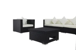 OUTFLEXX Gartenlounge, creme/weiß, schwarz, Polyrattan, für 8 Personen, inkl. Loungetisch, wasserfeste Kissenbox