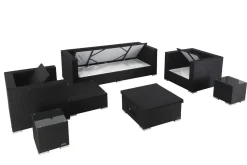 OUTFLEXX Gartenlounge, creme/weiß, schwarz, Polyrattan, für 6 Personen, inkl. Loungetisch, wasserfeste Kissenbox