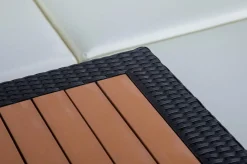 OUTFLEXX Gartenlounge, creme/weiß, schwarz, Polyrattan, 5 Personen, wasserfeste Kissenbox, inkl. Loungetisch
