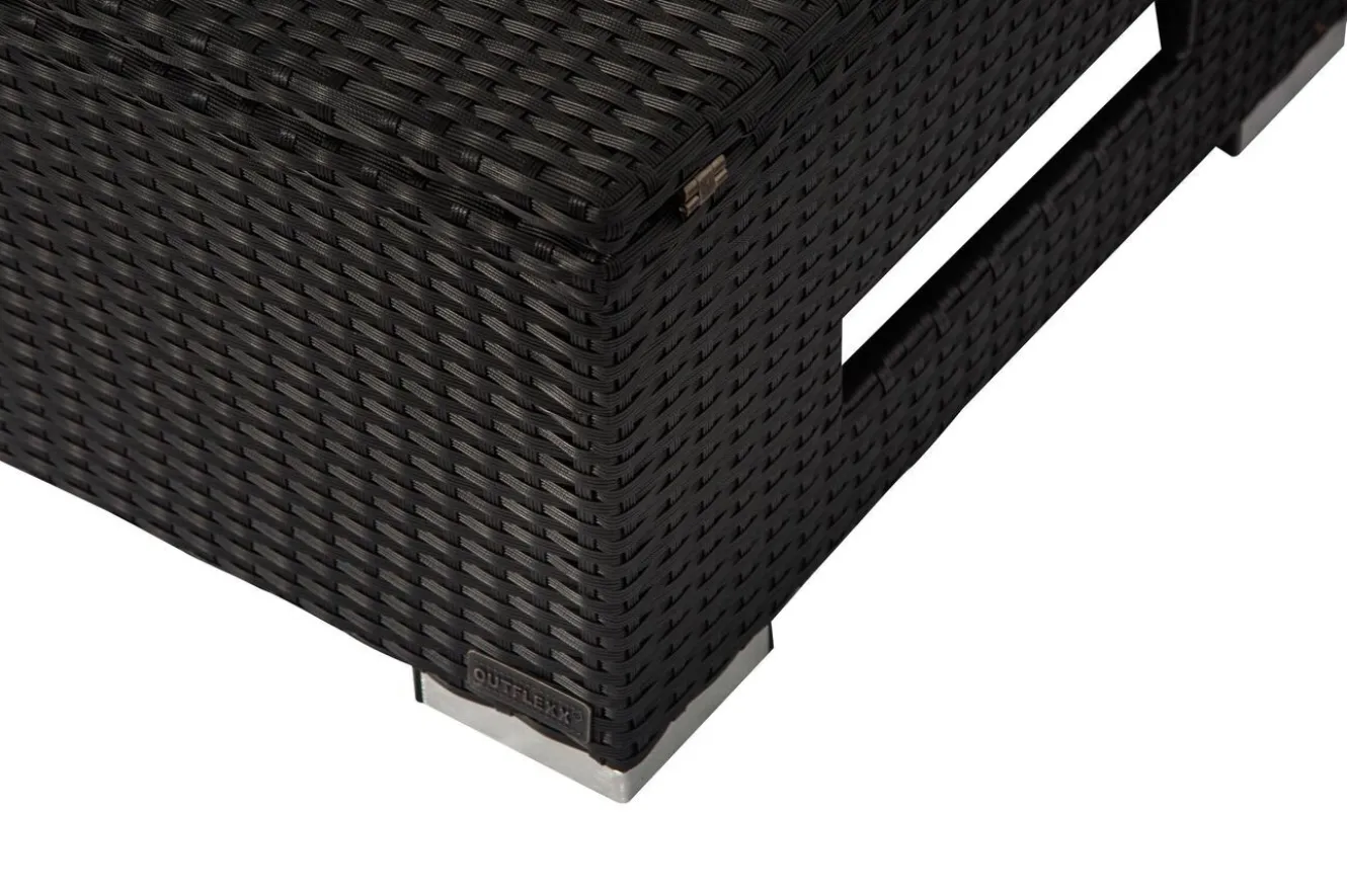 OUTFLEXX Gartenlounge, creme/weiß, schwarz, Polyrattan, 5 Personen, wasserfeste Kissenbox, inkl. Loungetisch