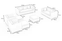OUTFLEXX Gartenlounge, creme/weiß, creme/weiß, schwarz, Polyrattan, für 9, inkl. Kaffeetisch, wasserfeste Kissenbox Personen
