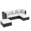 OUTFLEXX Gartenlounge, creme/weiß, schwarz, Polyrattan, 5 Personen, wasserfeste Kissenbox