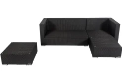 OUTFLEXX Gartenlounge, creme/weiß, schwarz, Polyrattan, 5 Personen, wasserfeste Kissenbox
