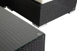 OUTFLEXX Gartenlounge, creme/weiß, schwarz, Polyrattan, 5 Personen, wasserfeste Kissenbox, inkl. Kaffeetisch
